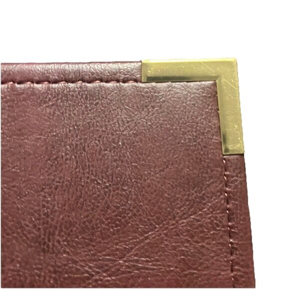 Vintage Hazel Rust Brown Vinyl 3 Ring Binder Gold Corners Made in USA Executive - Picture 4 of 8